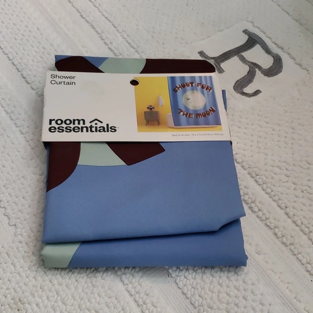 ROOM ESSENTIALS SHOWER CURTAIN/ SHOOT FOR THE MOON MOTIF